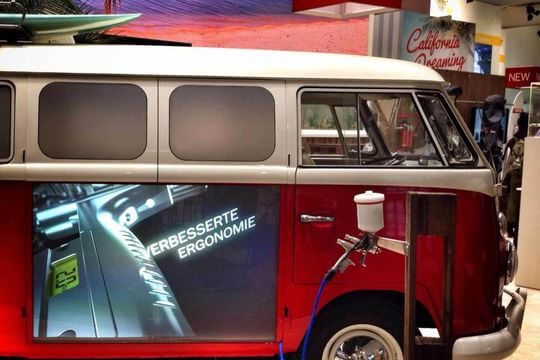 Foto Historischer VW Bulli Baujahr 1966 für einer Messe als werbefahrzeug gemietet